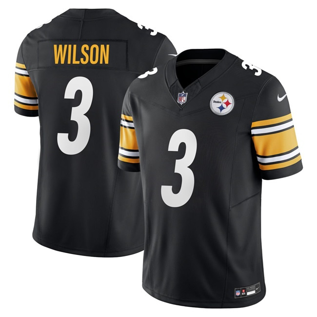 Men's Pittsburgh Steelers #3 Russell Wilson Black 2024 F.U.S.E. Vapor Untouchable Limited Stitched Jersey Men's Pittsburgh Steelers #3 Russell Wilson Black 2024 F.U.S.E. Vapor Untouchable Limited Stitched Jersey
